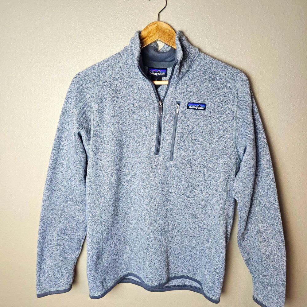 Patagonia Gray 1/4 Zip Fleece Pullover Mock Neck Logo Long Sleeve Size S Hiking